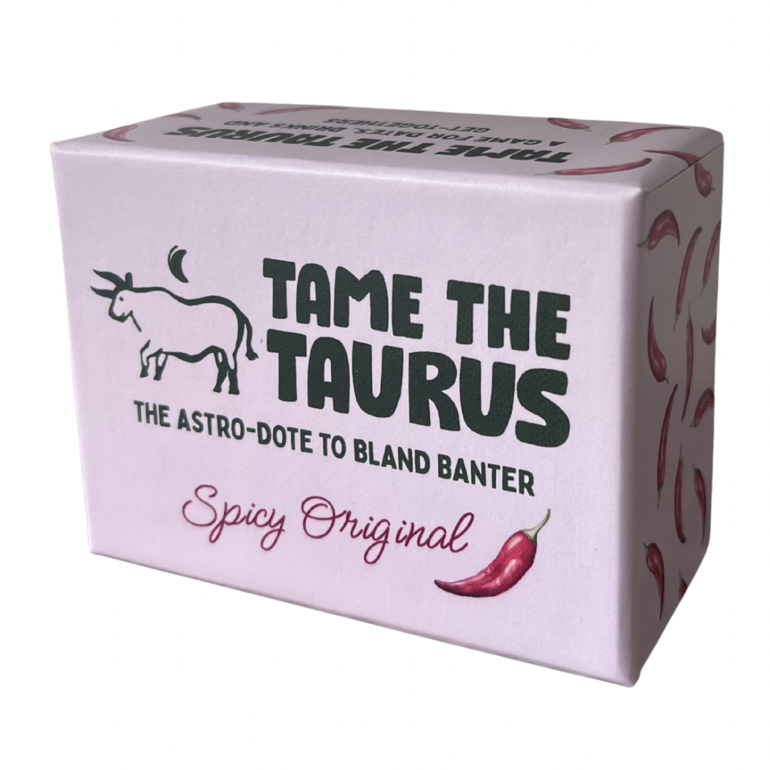 an image that shows astrology game, Tame the Taurus, a party game that's perfect for hens, dinners, drinks, get-togethers and is a perfect gift for any girlie