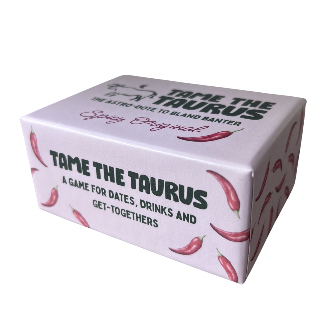 an image that shows astrology game, Tame the Taurus, a party game that's perfect for hens, dinners, drinks, get-togethers and is a perfect gift for any girlie